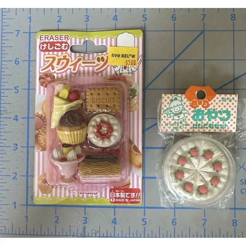 Iwako Funny Eraser Set Dessert Sweets & Strawberry Shortcake Made in Japan NIB